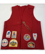 Vintage 1980&#39;s Red Felt Boy Scout Vest With 7 Patches 89 Olympics Pinewo... - $666.89 MXN