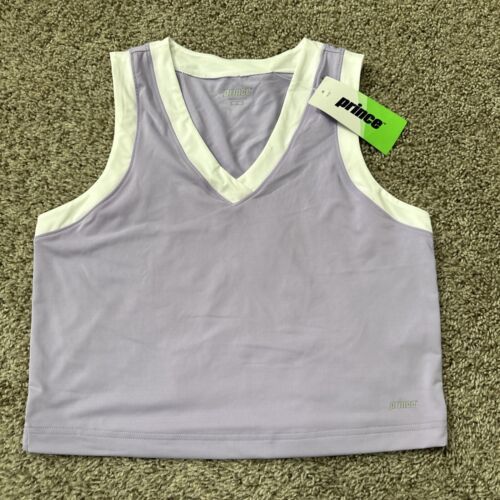 Prince Women&#39;s Fashion V-Neck Tennis Tank Top Sleeveless White Lavender ... - $18.69