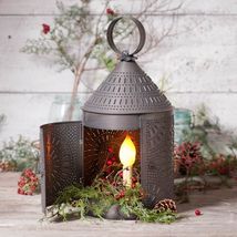Fireside Lantern Light in Kettle Black Tin - 17 inch tall image 2