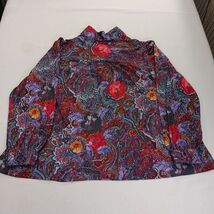 Vintage Floral Blouse Top Notch Long Sleeve Collared Shirt Women’s Chest 59" image 2