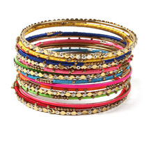 Amrita Singh Noho Gold 16 Piece Bangle Set Lot Size 8 NEW MSRP $75 BBAS 838 - £28.42 GBP