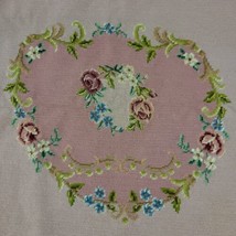Spring Floral Needlepoint Finished Rose Petit Point Heart Pink Blue Gold... - $39.95
