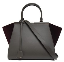 New $2750 Fendi 3Jours Leather Suede Coal Bordeaux Satchel Bag - $1,860.04