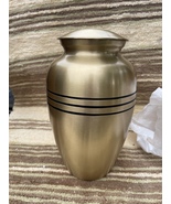 Classic Brass Cremation Urn Ashes Three Bands Adult Cremation Urn - $79.99