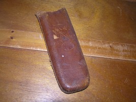 Vintage Shield or Crest Embossed Brown Leather Knife or Pistol Sheath –AS-IS  - £6.02 GBP