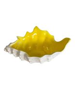 Vintage Ceramic Conch Shell Dish FF Mark White Yellow Coastal Catchall P... - $25.20