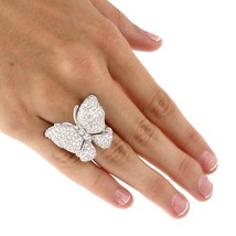 Womens Silver Tone Butterfly 4.50 Tcw Round Cz Ring Size 7,8,9,10,11,12 - £201.53 GBP