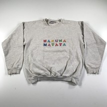 Vintage Hakuna Matata Sweatshirt Mens Medium Heather Gray Spellout Lion ... - £18.26 GBP