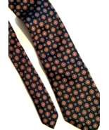 Silk necktie by Pomeroy&#39;s navy blue with red design 57 ins made USA - £7.74 GBP