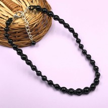 Natural Black Onyx 8x8 mm Beads Adjustable Thread Necklace ATN-62 - £11.06 GBP