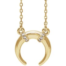 Authenticity Guarantee 
14k Yellow Gold Diamond Crescent Necklace - £422.11 GBP