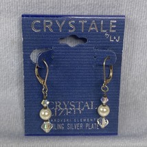 Sterling Silver Plated Dangle Earring Set With Swarovski Crystal - $18.45
