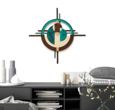 Mid Century Circle Modern Wall Art, Teal Brown Circle Sculpture, 39x39 by Art69 - £164.16 GBP