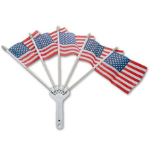 Stainless Rear License Plate Frame 5-Post Holder Parade Topper American Flags - £17.18 GBP