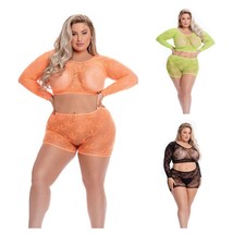 LEAF IT TO ME LONG SLEEVE CROP TOP &amp; SHORT SET SIZE 16-22 - $19.99
