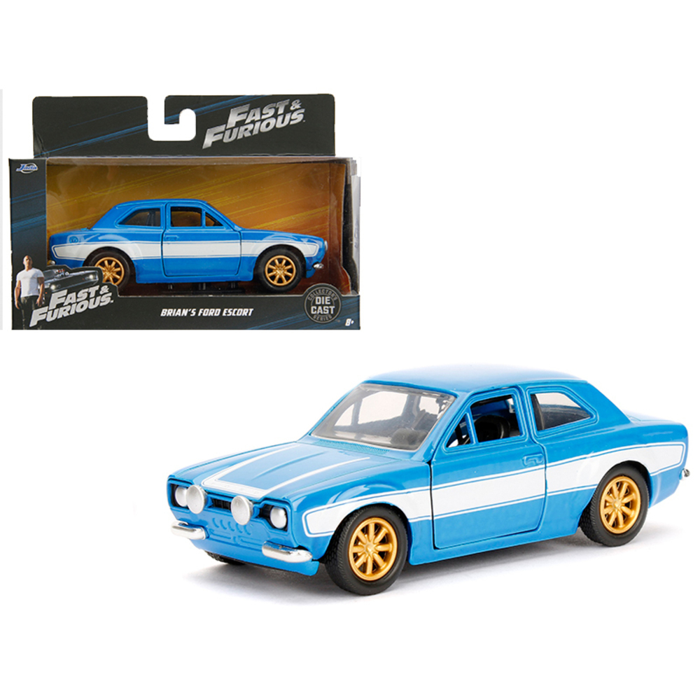 Brians Ford Escort Blue and White Fast & Furious Movie 1/32 Diecast Model Car by - $17.31