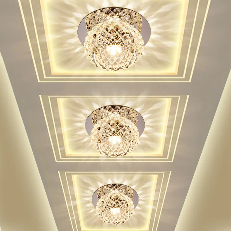  Crystal Gl LED Ceiling Spot Light Corridor Hallway Aisle Porch Ceiling Mounted  - £170.78 GBP