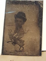 1800s Antique Tintype Photograph Whimsy Man On Bucking Goat ? - £98.88 GBP