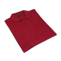 Mens PRINCELY Soft Merinos Wool Sweater Knits Lightweight Polo 1011-40 Cranberry image 8