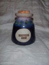 Stoneware Pottery Corked Jar Vase Container Canister Blue Gray Bucyrus Oh 1984 - £14.03 GBP