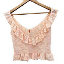 Sage The Label Womens S Sweater Tank Top Ruffled On Off Shoulder Boho Peach - £15.40 GBP