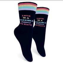 Groovy Things Womens Crew Socks Love Is A Terrible Thing To Hate One Size - £8.72 GBP