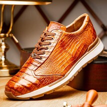 Alonzo Sporty Genuine Caiman Crocodile Sneaker Cognac image 10