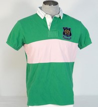 Ralph Lauren Custom Fit Green &amp; Pink Short Sleeve Rugby Polo Shirt Mens NWT - £97.88 GBP