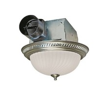 Bathroom Shower Decorative Nickel 70 CFM Ceiling Exhaust Fan Frosted Light Kit - £67.67 GBP