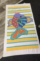 Fresh Produce Tropical Fish Beach Towel Made In USA Stripe Colorful - $12.09