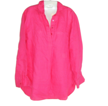 TWIGGY LondonTunic Blouse Top Bright Pink Popover Barbiecore linen M oversized - £11.07 GBP