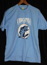 Vintage Single Stitch T-shirt VIRGINIA blue Size XL fish bass MADE IN USA - $29.99