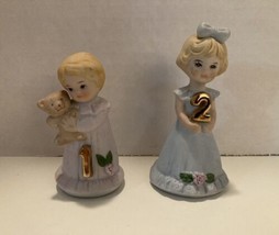 Lot of Growing Up Birthday Girls Blonde Ages 1 and 2 Enesco 1980s Vintage - $11.65