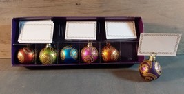 Pier 1 Christmas Bulb Table Top Card Name Place Holders Set 6 Gold Glitt... - $17.52