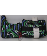 Diane von Furstenberg Travel Pouch Set &amp; Crossbody Bag Purse Green &amp; Bla... - $39.59