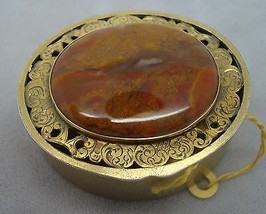 Genuine Natural Agate and Brass Oval Box (#J1028) - £232.33 GBP