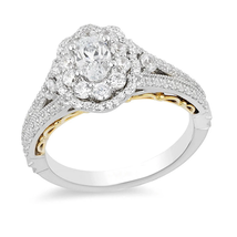 Enchanted Disney Belle 1.18 CT Oval Diamond Double Frame Engagement Ring - £100.47 GBP