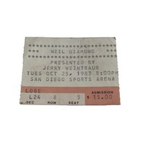 Neil Diamond Concert Ticket Stub October 25 1983 San Diego Sports Arena - $10.00