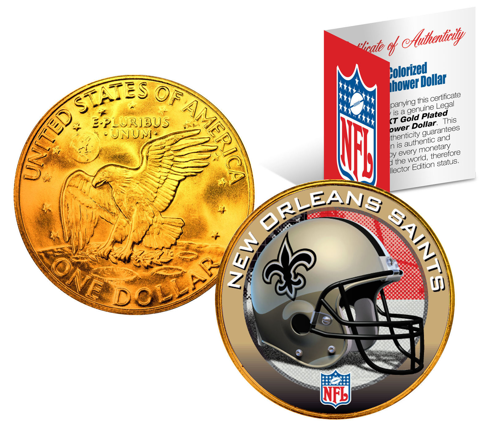 NEW ORLEANS SAINTS NFL 24K Gold Plated IKE Dollar US Coin *OFFICIALLY LICENSED* - $9.46