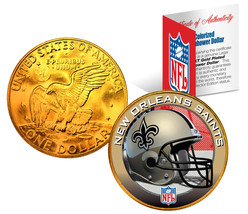 NEW ORLEANS SAINTS NFL 24K Gold Plated IKE Dollar US Coin *OFFICIALLY LI... - £7.53 GBP