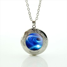 Galaxy Space Planet Cabochon LOCKET Pendant Silver Chain Necklace USA Ship #126 - £11.27 GBP