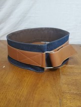 Moda International Denim Leather Extra Wide Belt Size Medium 38 Inches - £22.97 GBP