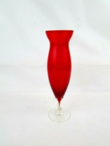 VINTAGE RED TWISTED GLASS STEM FLOWER BUD VASE 8'' TALL  - £14.35 GBP