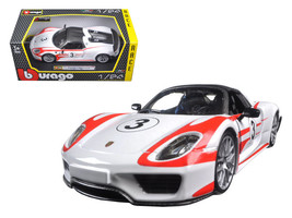 Porsche 918 Spyder Weissach #3 White 1/24 Diecast Model Car by Bburago - $47.39