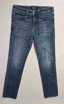Express Jeans Men 31x31 Slim Straight Stretch Blue Whiskered Denim Stret... - $317.28 MXN