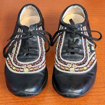 EGLE Women’s Shoes Sz 6 Genuine Leather Black Flats Moccasin Embroidered. - $38.98