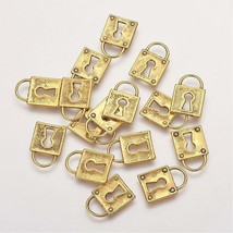 20 Lock Charms Antique Gold Tone Steampunk Padlock Pendants 15mm Keyholes - £2.62 GBP