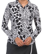 Nwt Ladies Ibkul Bianca Black Long Sleeve Polo Golf Shirt - Size Large - $49.99