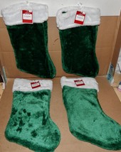Christmas Stockings 4ea Red Or Green You Choose 15&quot; x 9&quot; Holiday Time 177C - $7.49