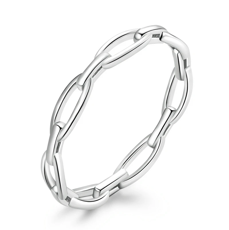 925 Sterling Silver Bohemian Style Geometric Chain Ring for Women Simple Design  - £18.58 GBP